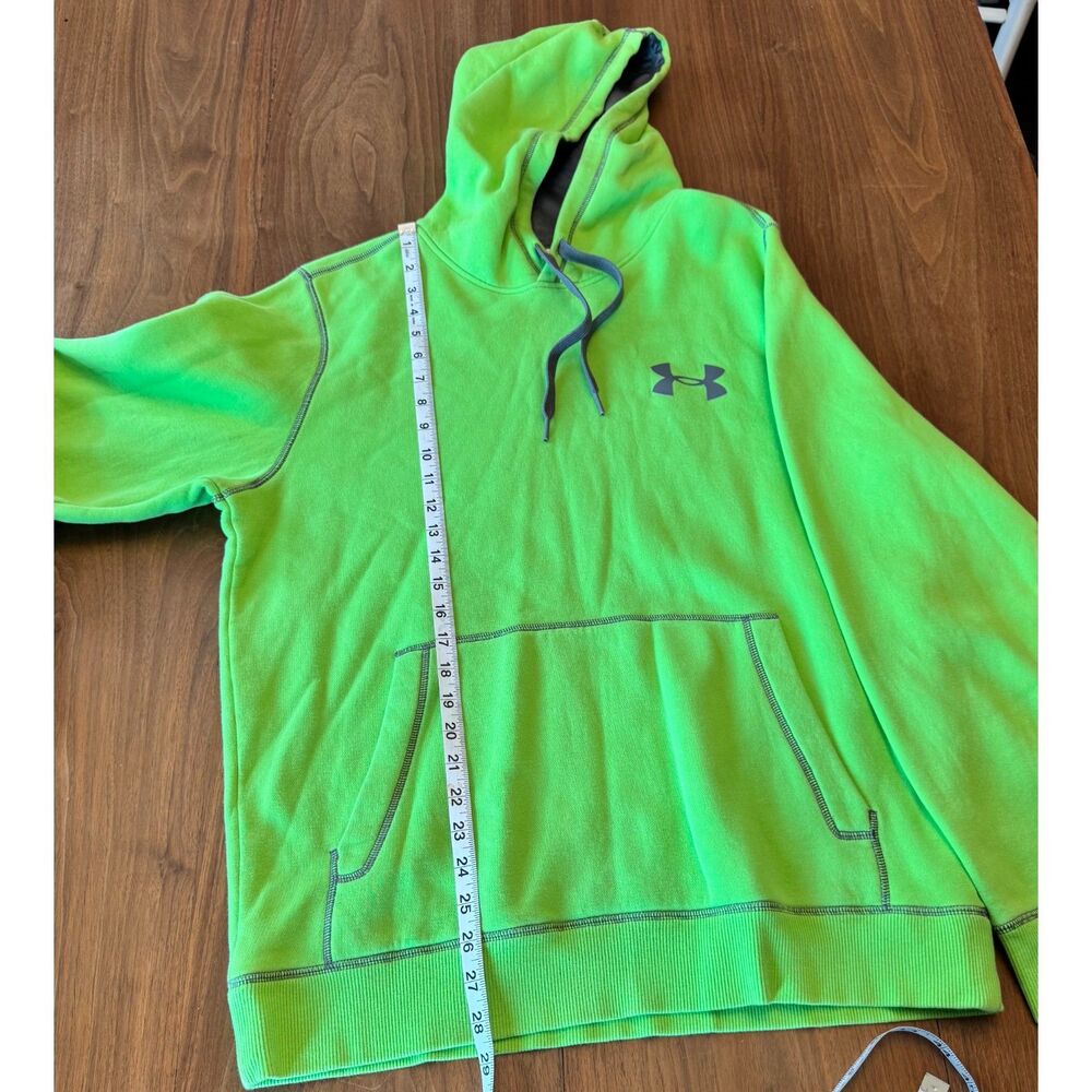 Under Armour Men's Medium Loose Hoodie Neon Green Green Pullover Sweatshirt Logo